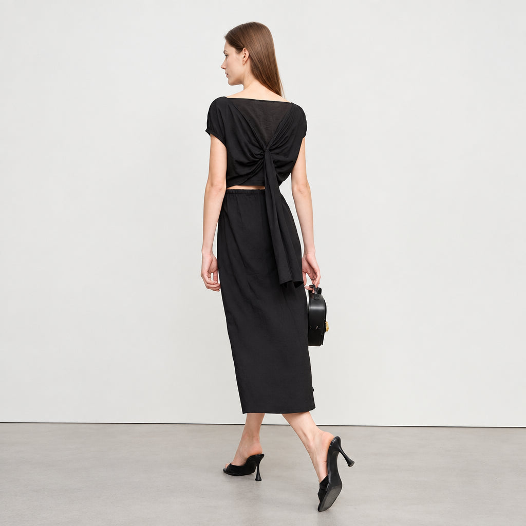 Elegant Slash Neck Slim Summer Dress - Office & Vacation Wear