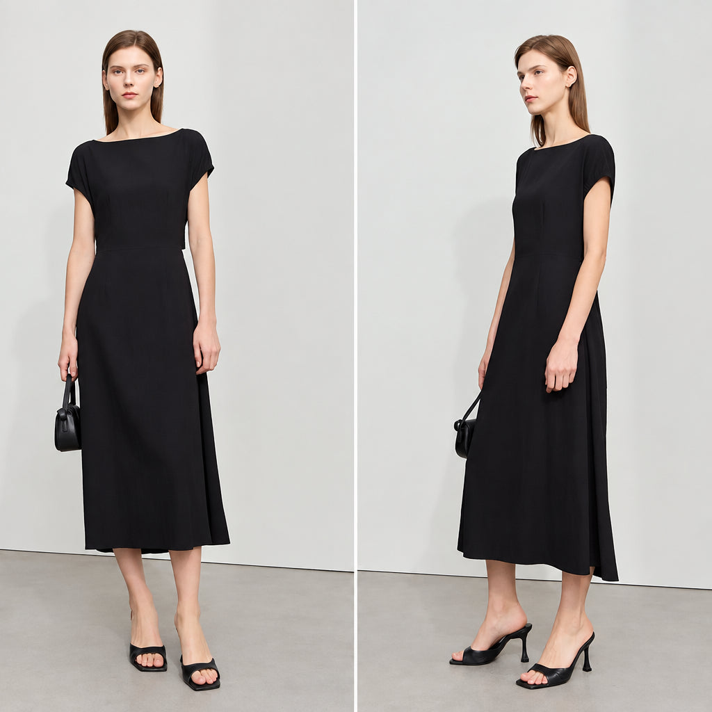 Elegant Slash Neck Slim Summer Dress - Office & Vacation Wear