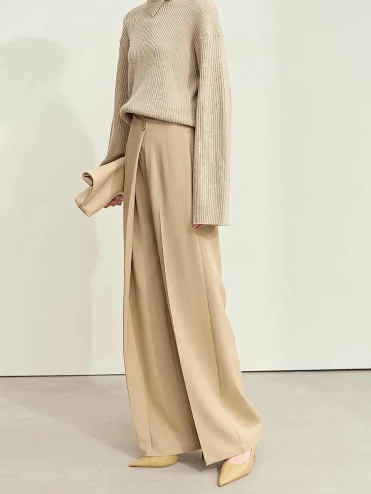 Asymmetrical Wide-Leg High Waist Casual Trousers for Women
