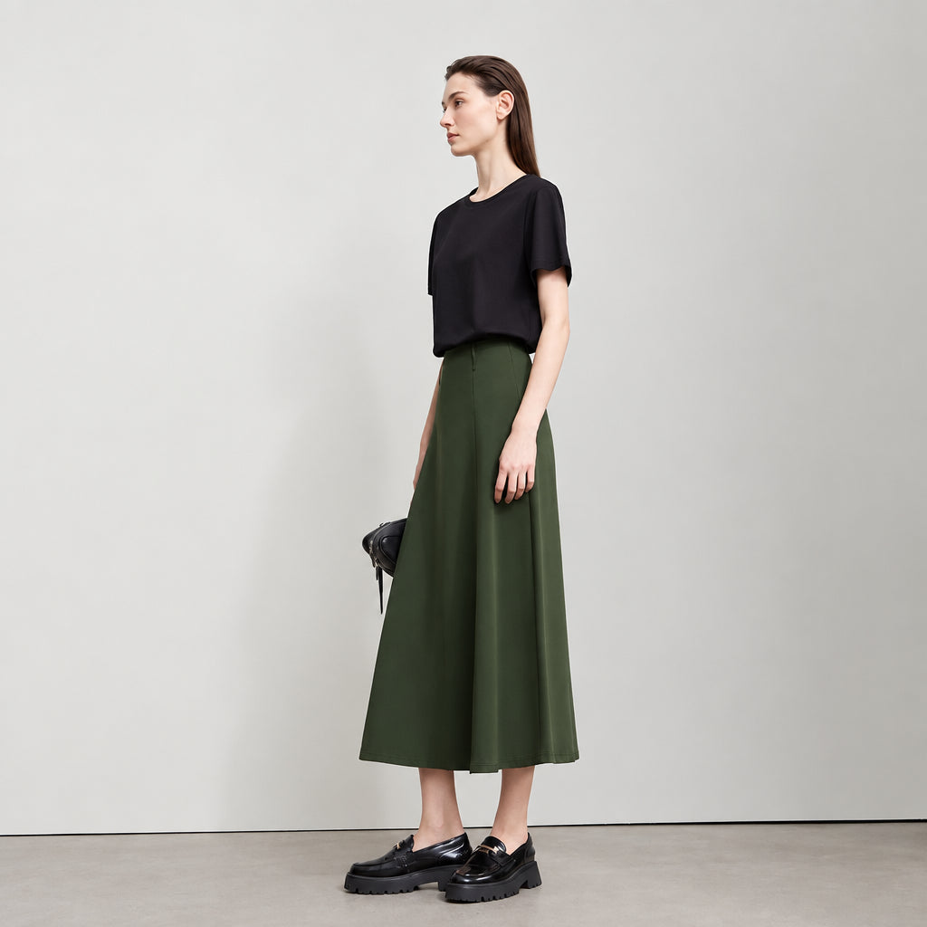 Minimalist Knitted Cotton Autumn Skirt for Work & Vacation