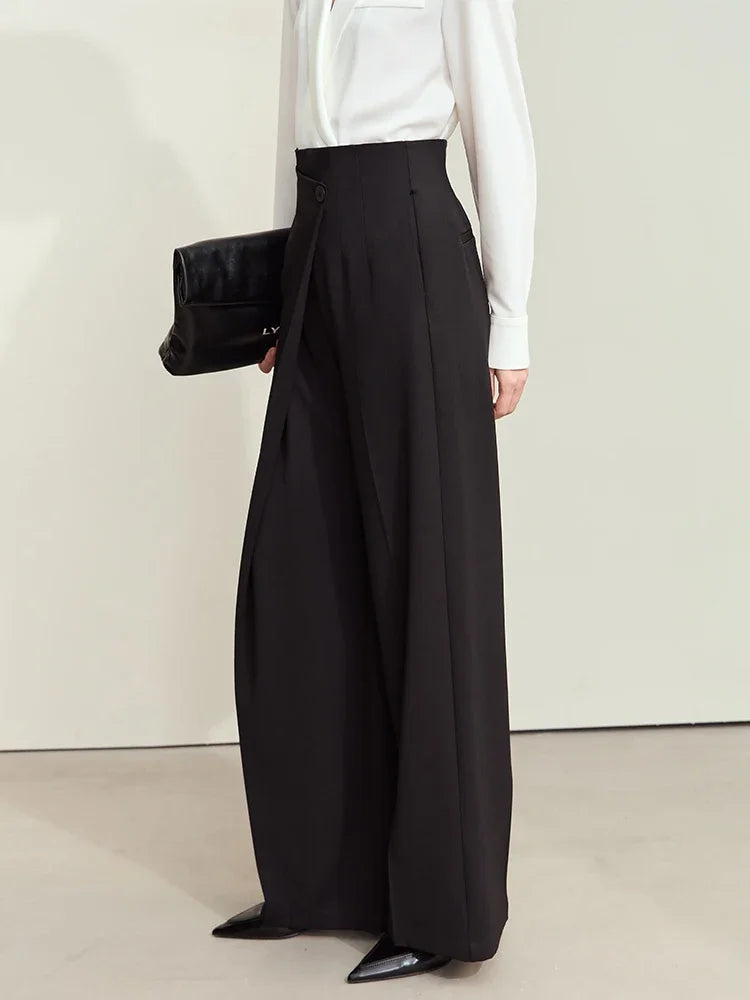 Asymmetrical Wide-Leg High Waist Casual Trousers for Women
