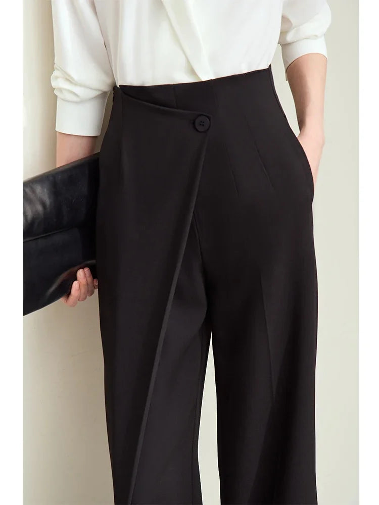 Asymmetrical Wide-Leg High Waist Casual Trousers for Women