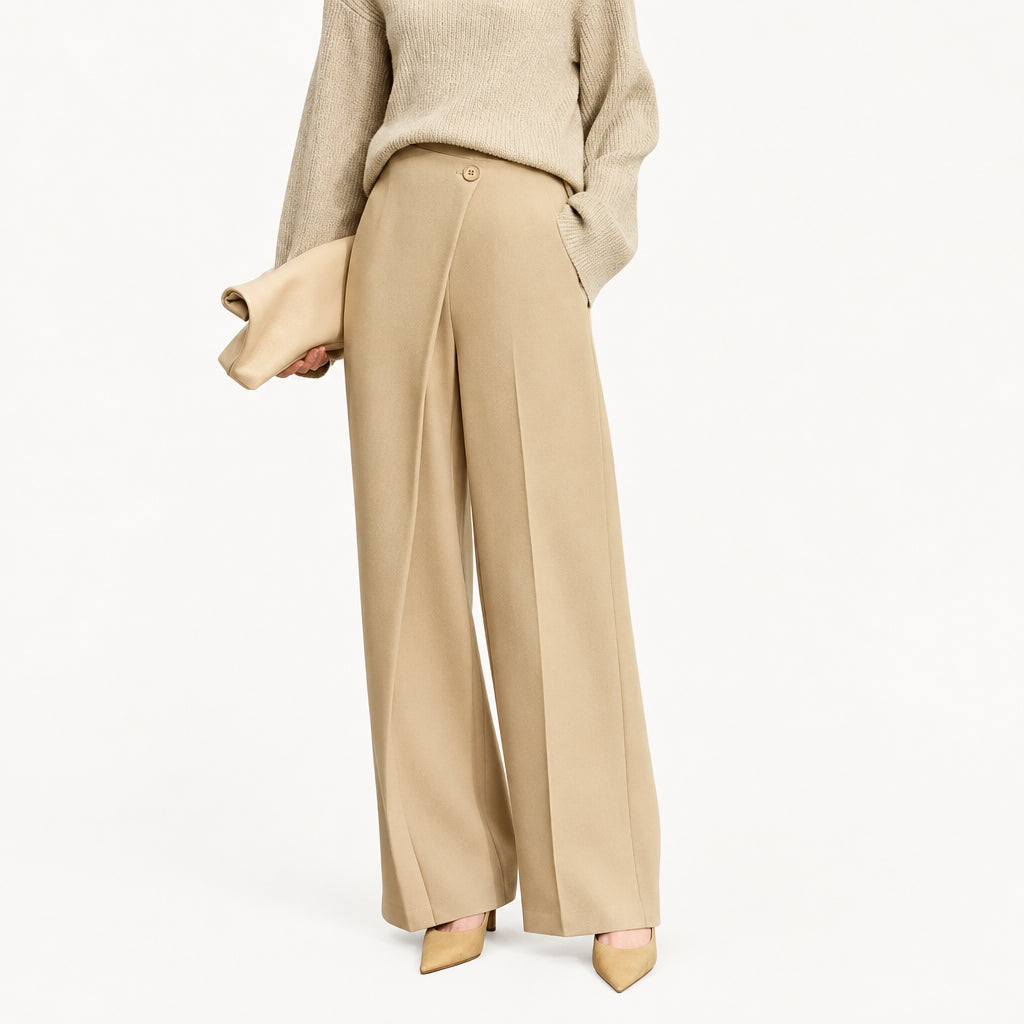 Asymmetrical Wide-Leg High Waist Casual Trousers for Women