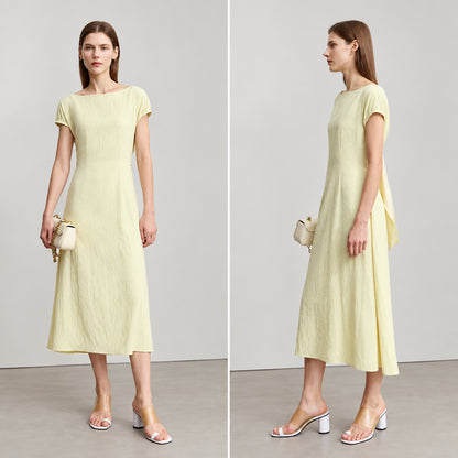 Elegant Slash Neck Slim Summer Dress - Office &amp; Vacation Wear