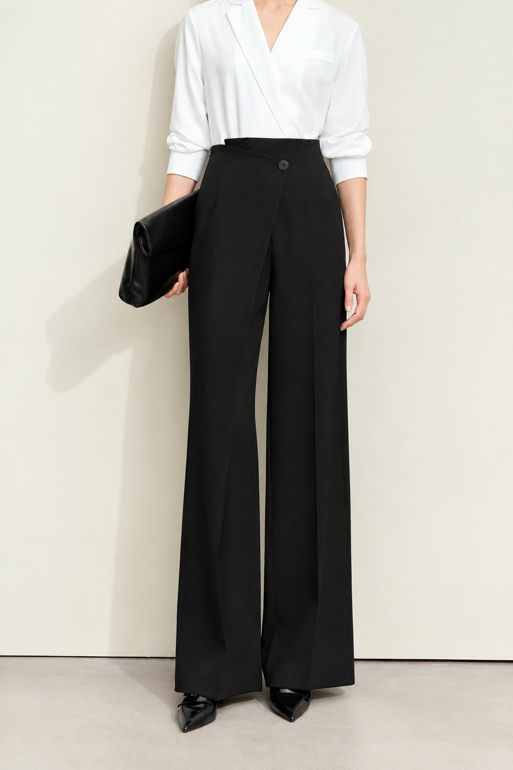 Asymmetrical Wide-Leg High Waist Casual Trousers for Women