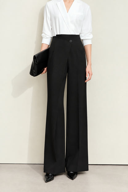 Asymmetrical Wide-Leg High Waist Casual Trousers for Women