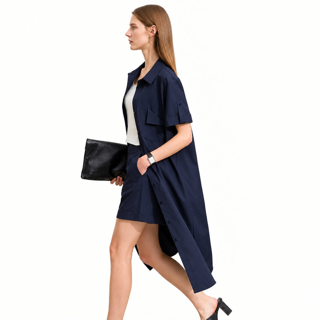 Minimalist Linen Shirt &amp; Casual Shorts Summer Set
