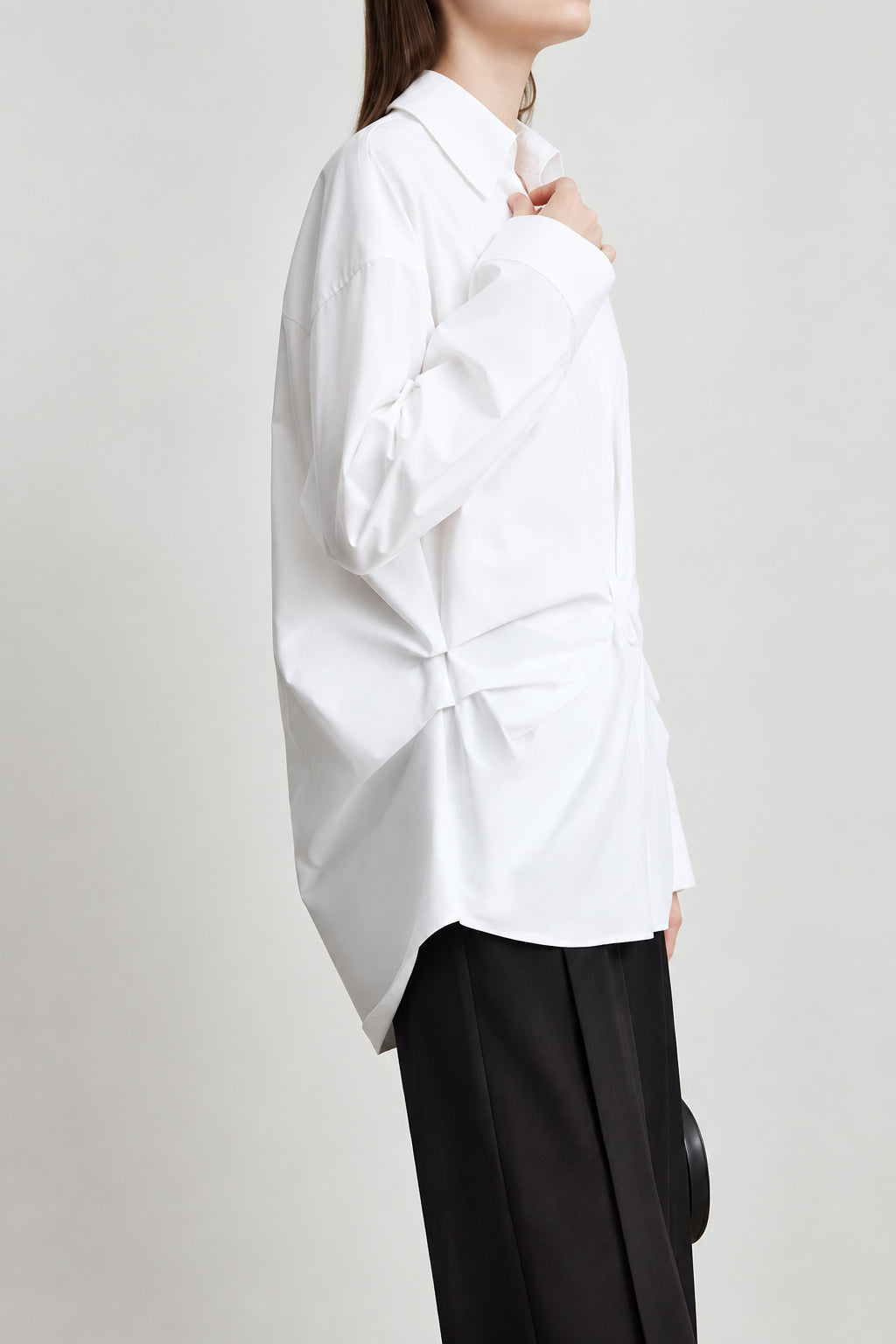 Elegant Long Sleeve Bow V-Neck Blouse - AMII Pleated Casual Top