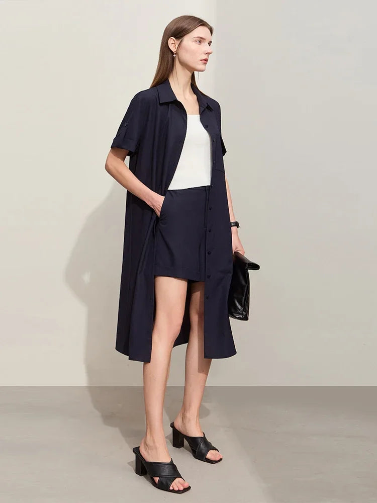 Minimalist Linen Shirt &amp; Casual Shorts Summer Set