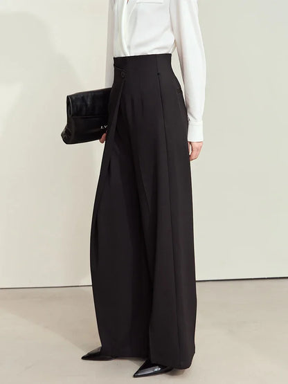 Asymmetrical Wide-Leg High Waist Casual Trousers for Women